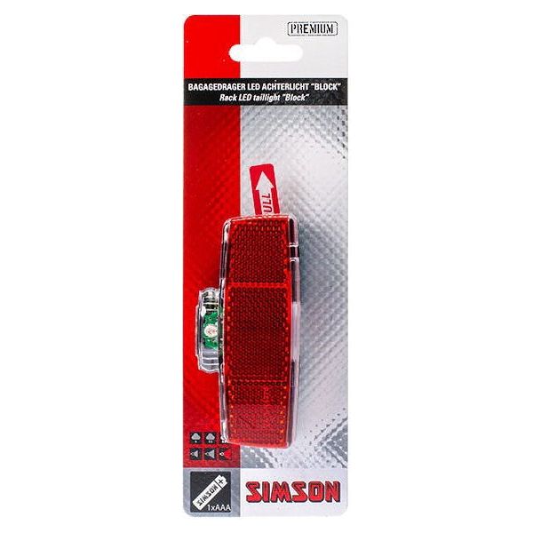 Rear light block LED battery luggage rack Red