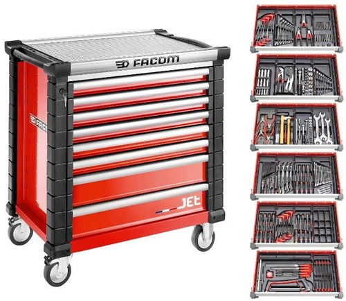 Carro herramientas Facom 8 cajones m4a | con 6 cajones rellenos | rojo - jetcm215bnl