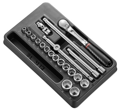 Módulo Facom 3 vasos de 8” de 6 caras y carraca - mod.jl161-36
