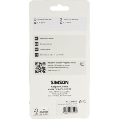 Simson remkabelset compleet universeel zwart