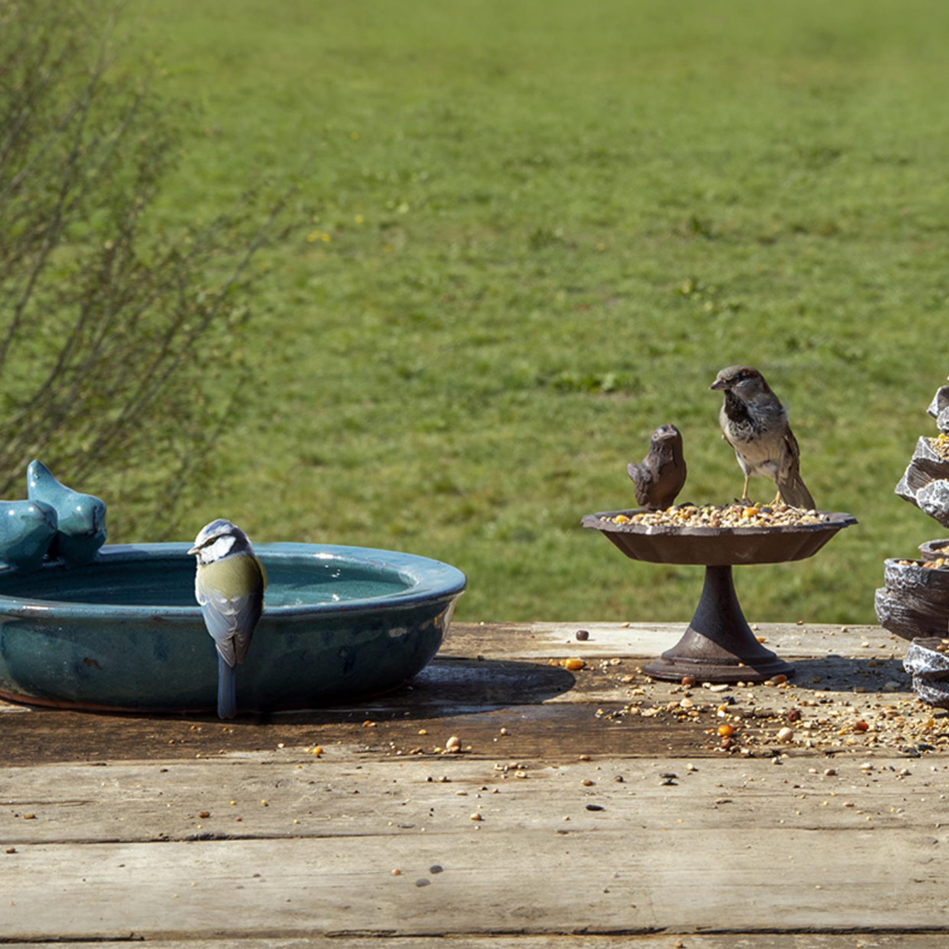 Esschert design birdbath ceramic petrol