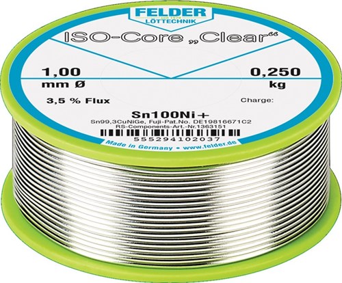 Alambre de soldadura Felder | 1mm | 100g | sn100ni+ | 1 pieza - 5552941010 5552941010