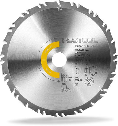 Accesorios Festool hoja de sierra circular para madera corte fino | cómo | 160x1,6x20 | fwww35 - 578586