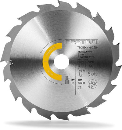 Accesorios Festool hoja de sierra circular para madera estándar hw | 160x1,6x20 | w18-578583