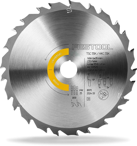 Accesorios Festool hoja de sierra circular para madera universal hw | 160x1,6x20 | fww25 - 578585