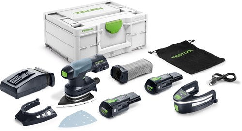 Festool dtsc 400 3.0 i-plus | accu deltaschuurmachine 18v in systainer (2x 3.0ah accu + tcl 6 snellader) - 578848