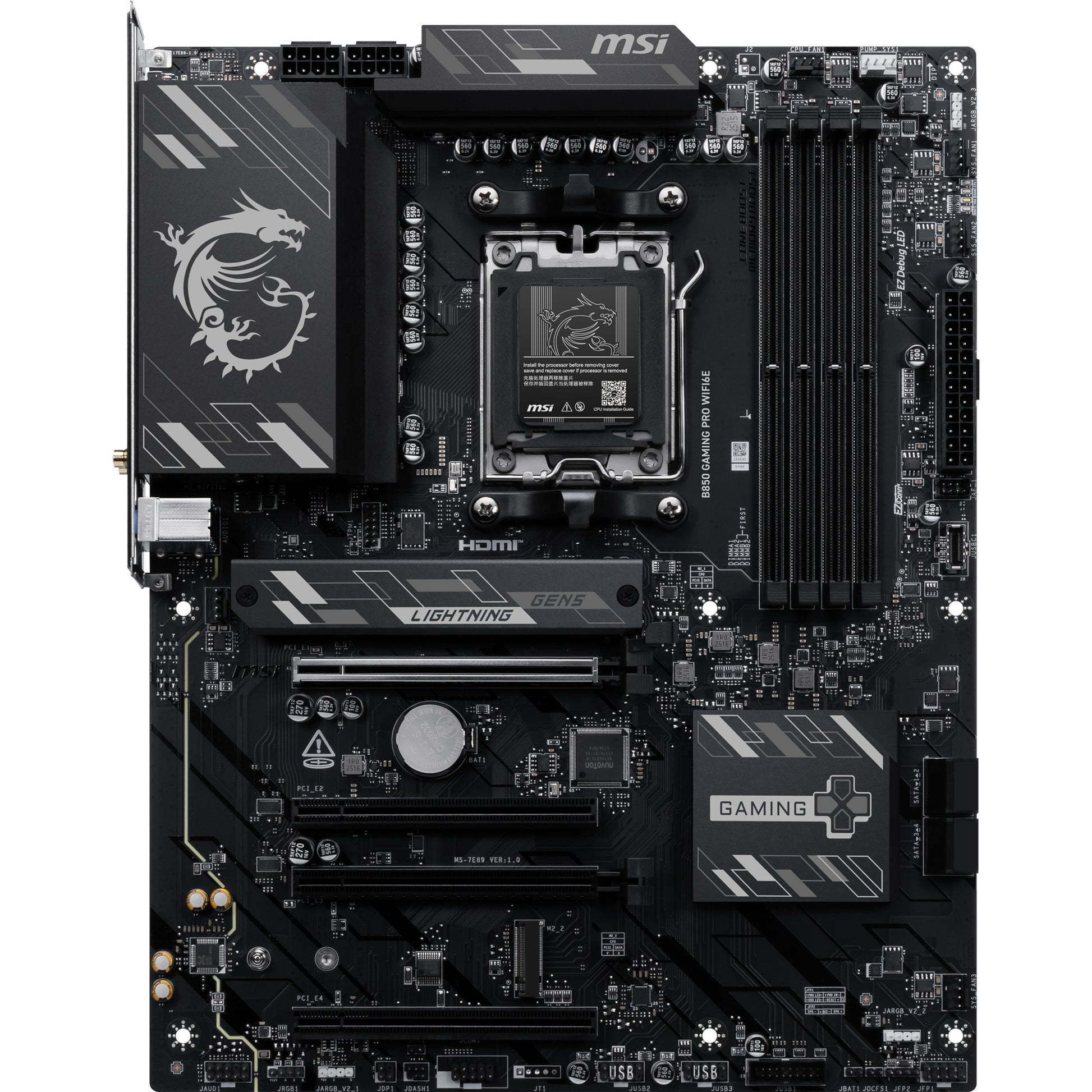Placa base MSI B850 Gaming Pro WiFi 6E Socket AM5 (Negro, RAID, 2.5GB-LAN, WiFi 6E, BT, Sonido, ATX)