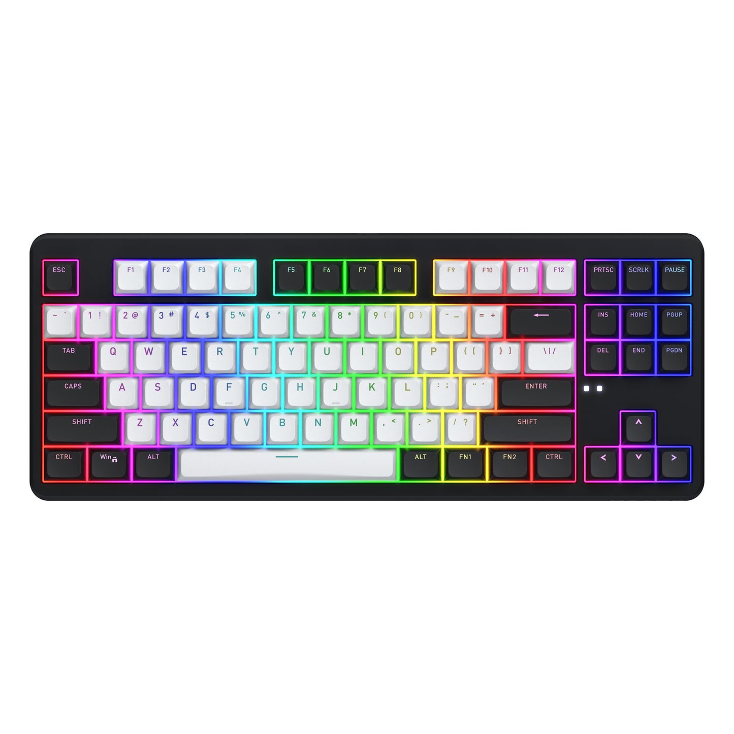 Hator Rockfall 3 TKL inalámbrico, teclado para juegos (negro, diseño de EE. UU., RGB, teclas PBT, intercambio en caliente, Bluetooth USB-C de 2,4 GHz)