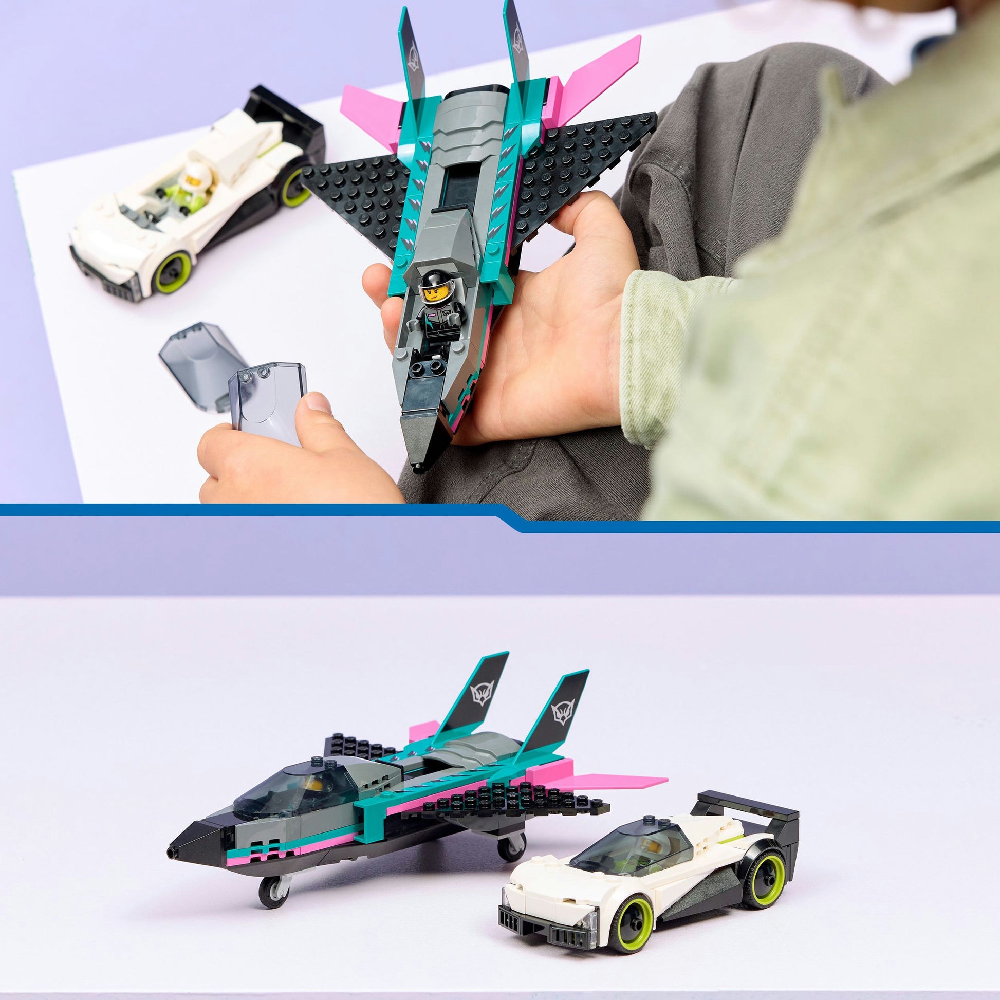 Lego city 60489 straalvliegtuig vs. sportauto