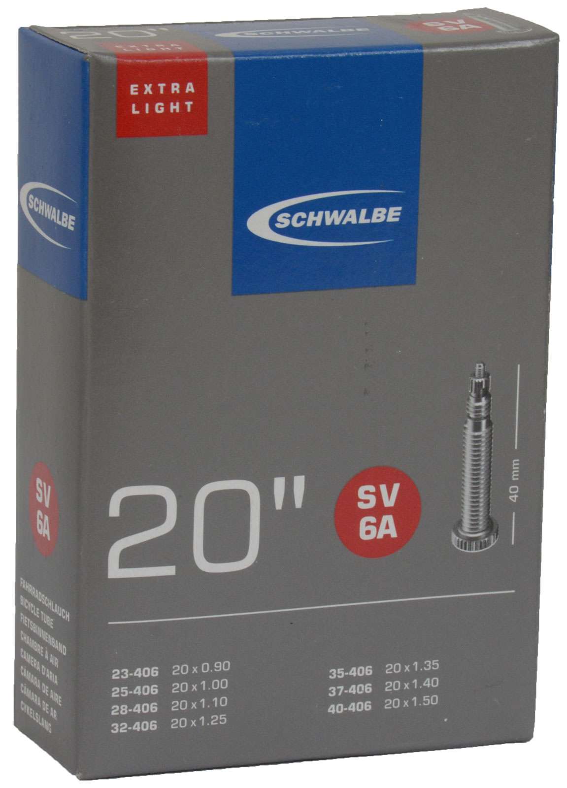 SCHWALBE TUBE INTERNO 20 X 0,90-1,50 (23 40-406) FV 40 mm