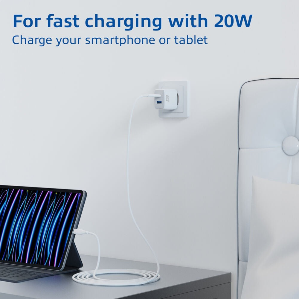 Connettività ACT USB-C USB-A Caricatore 20W con consegna PPP, Quin