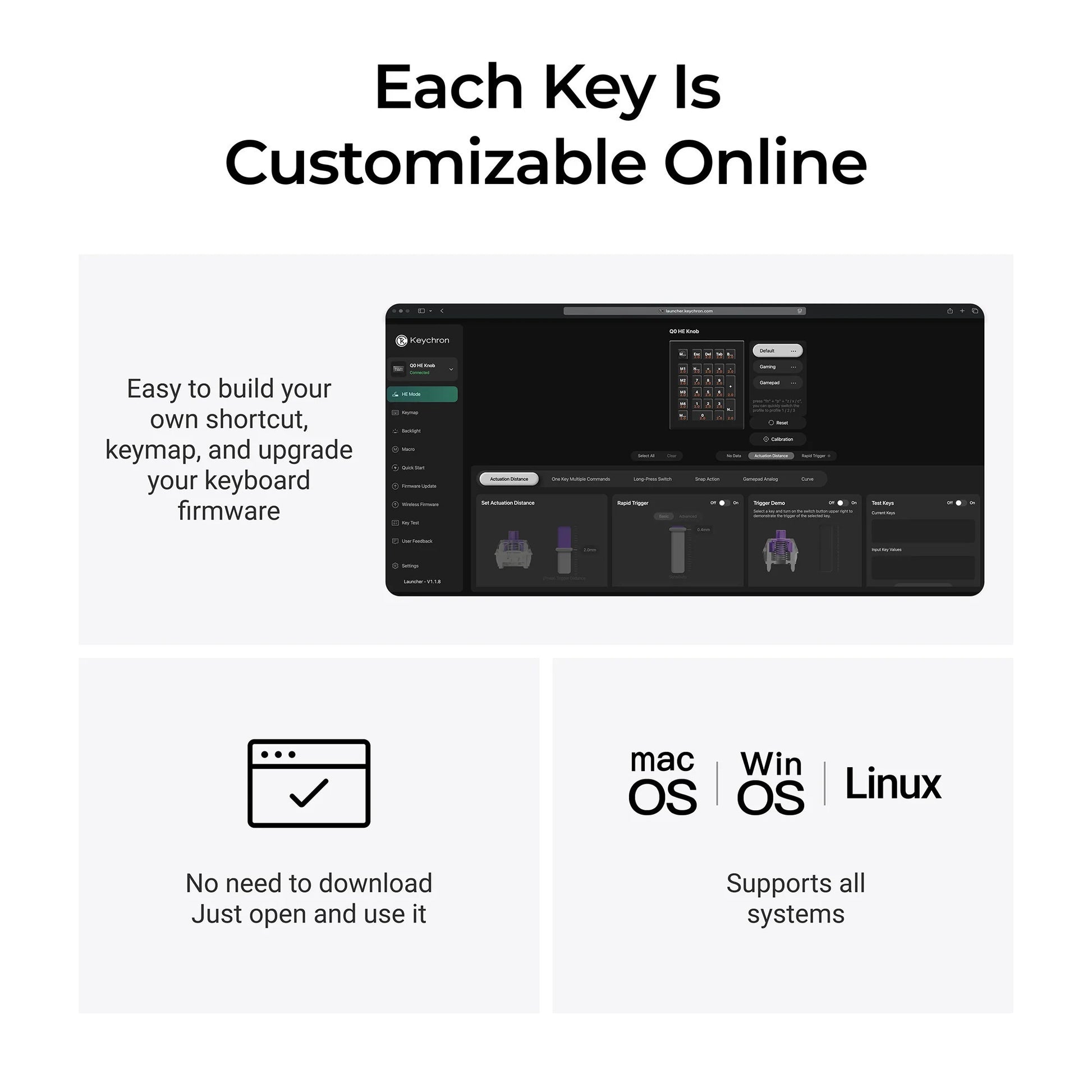 Keychron q0 he qmk teclado numérico inalámbrico personalizado teclado numérico mecánico rgb (negro, diseño estadounidense (qwerty), nebulosa magnética de doble riel gateron, intercambio en caliente, rgb, teclas pbt de doble disparo)