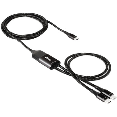 Club 3d usb-c naar 2x usb-c splitterkabel (zwart, 1,83 meter, max. 100 w)