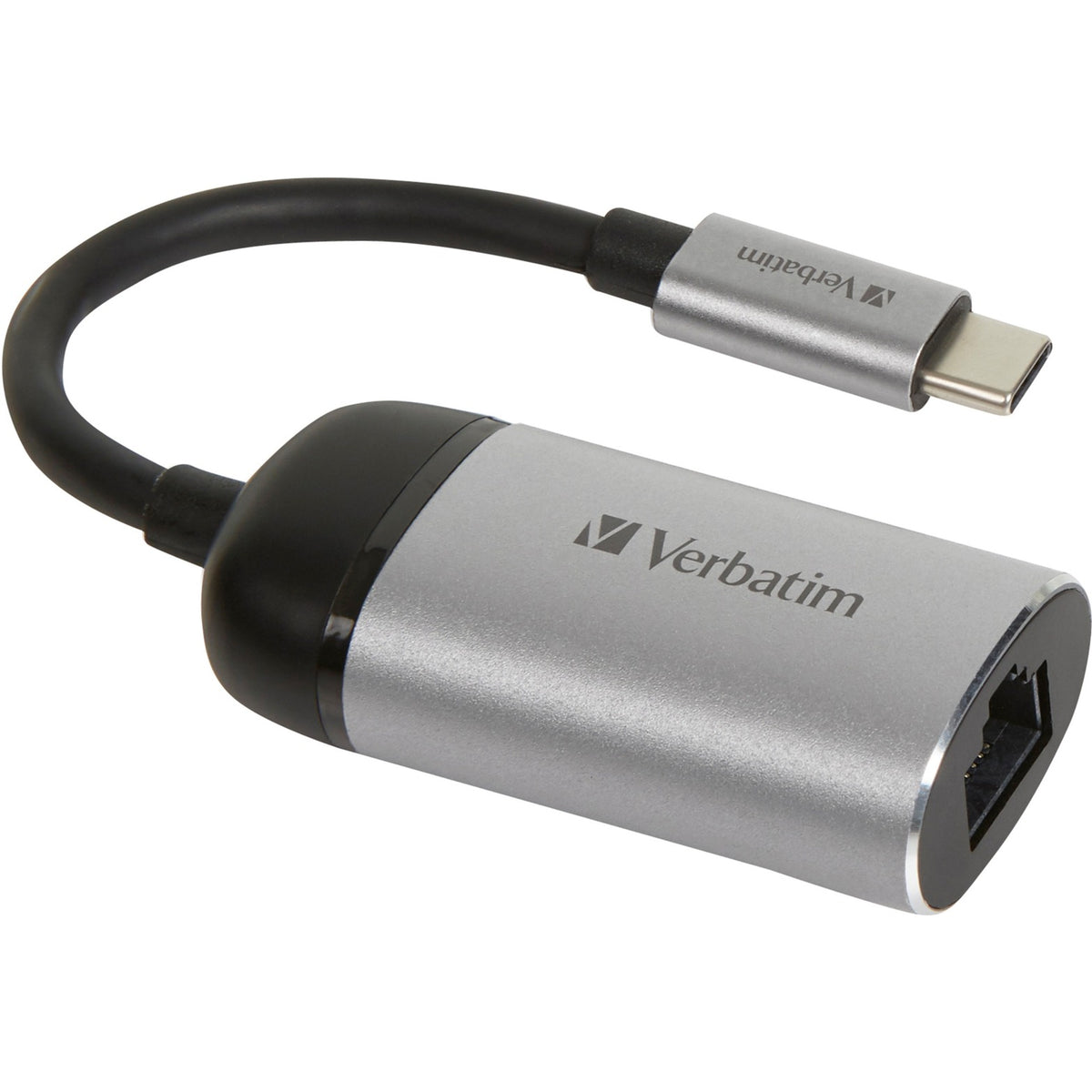 Verbatim usb 3.2 gen 1 adapter, usb-c > rj-45 (zilver zwart, 10cm, gigabit lan 10 100 1000 mbit s)