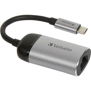 Verbatim usb 3.2 gen 1 adapter, usb-c > rj-45 (zilver zwart, 10cm, gigabit lan 10 100 1000 mbit s) - afbeelding 1