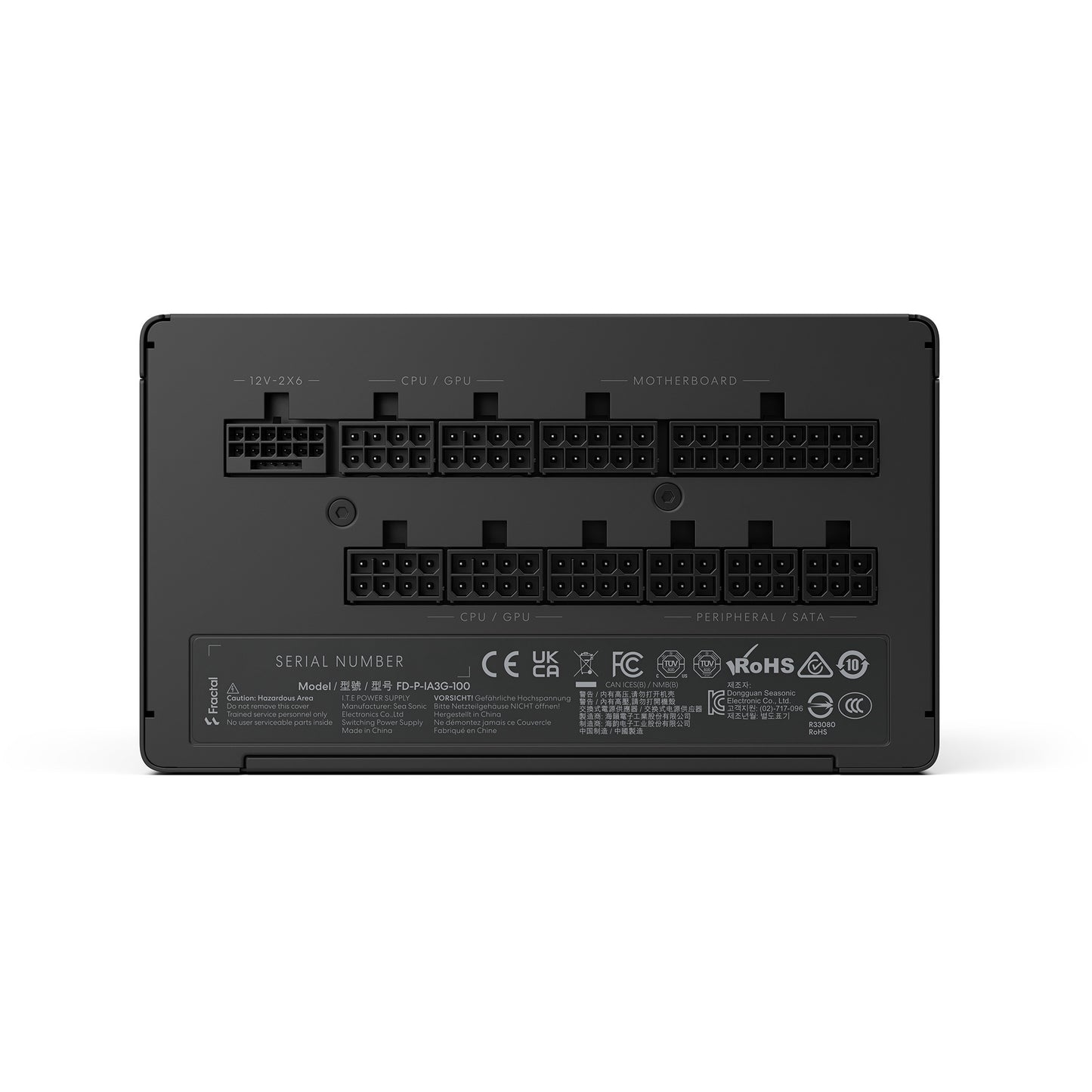 Fractal design ion gold 3 modulaire 1000 watt voeding (zwart, 1x 12v-2x6, 3x pcie)