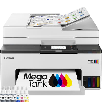 Canon maxify gx2051 color inkjet printer with refillable mega tank all-in-one inkjet printer with fax function (white, print, copy, scan, fax, wi-fi)