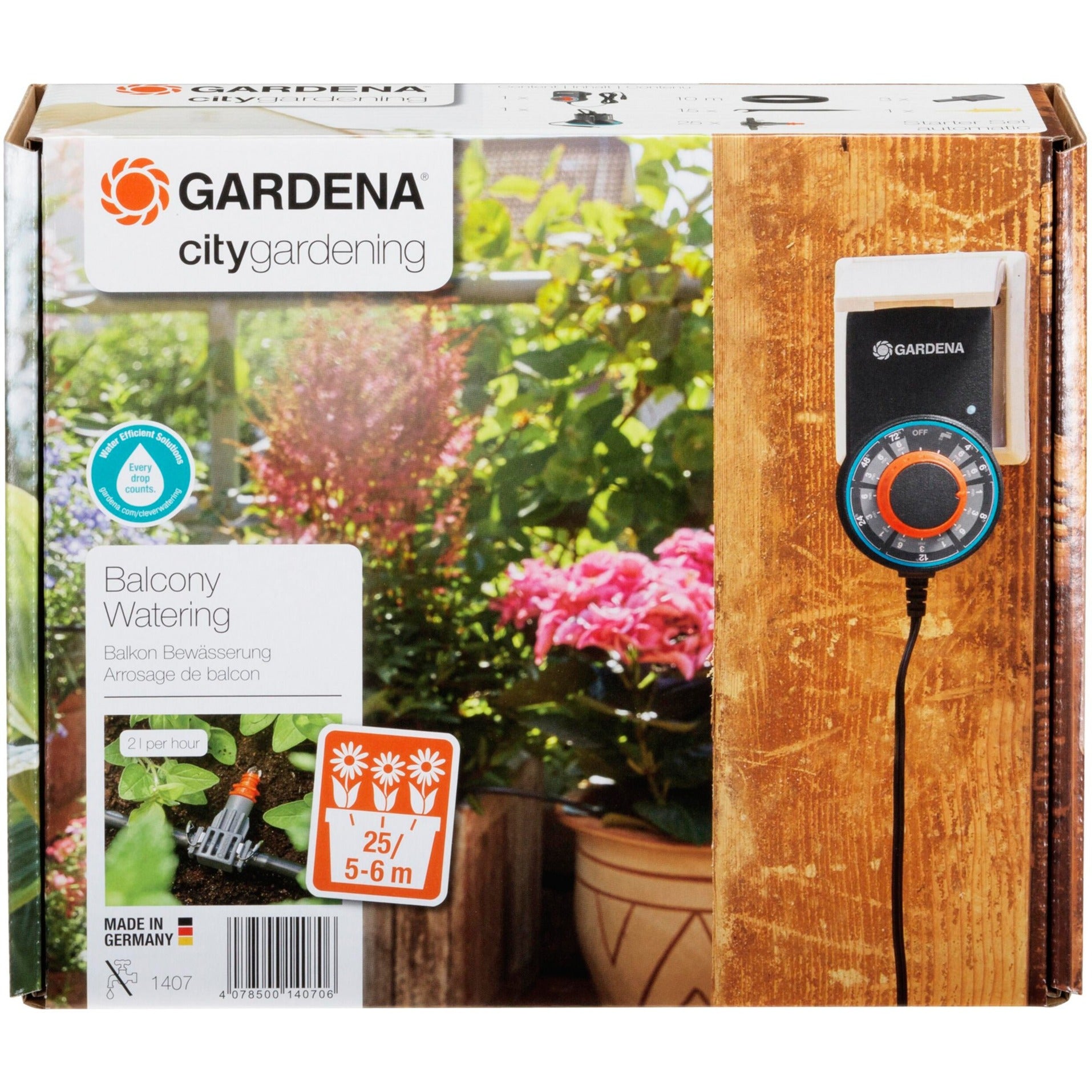 Gardena para pulverización de cajas de flores completamente automáticas