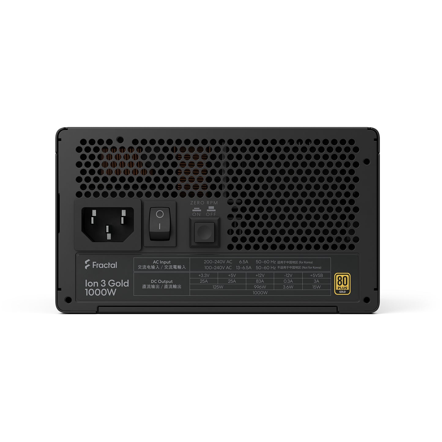 Fractal design ion gold 3 fuente de alimentación modular de 1000 vatios (negro, 1x 12v-2x6, 3x pcie)