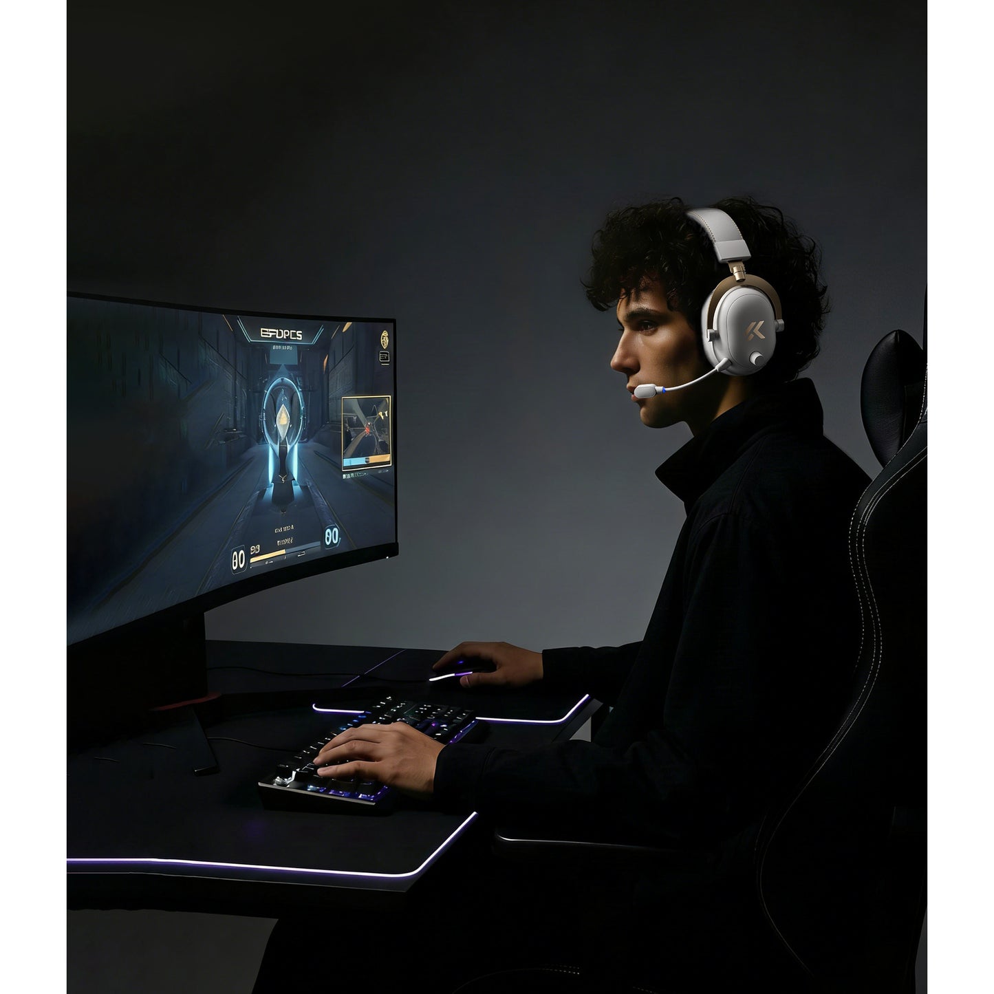 Mchose v9 turbo+ cuffie da gioco over-ear wireless magnetiche (bianco argento, nintendo switch, playstation 4, playstation 5, cellulare, pc, usb bluetooth 2.4g)