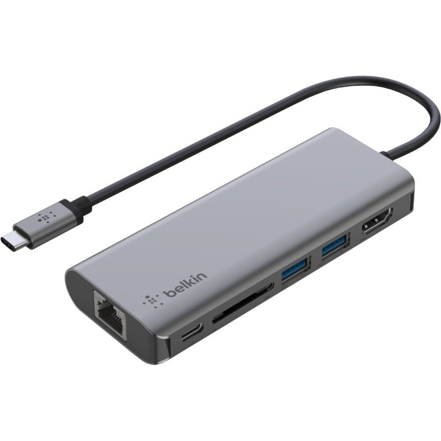 Belkin connect meerpoorts 6-in-1 usb-c hub dockingstation (zilver)