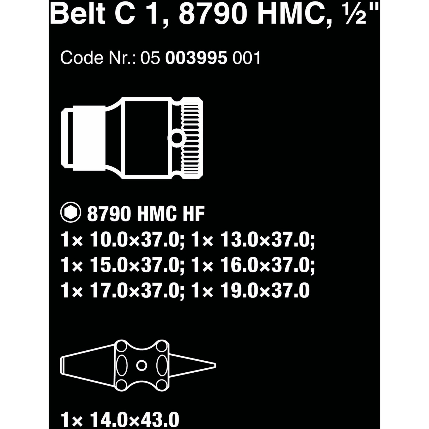 Wera belt c 1 zyklop doppenset, 1 2 dopsleutel (zwart, 7-delig, met vasthoudfunctie)