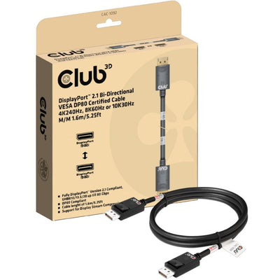 Club 3D DisplayPort 2.1 certificato VESA DP80 bidirezionale