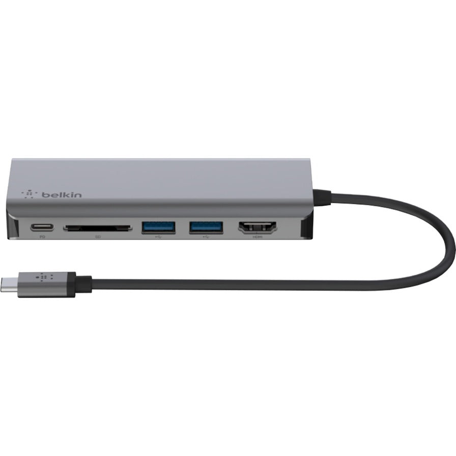 Belkin connect meerpoorts 6-in-1 usb-c hub dockingstation (zilver)