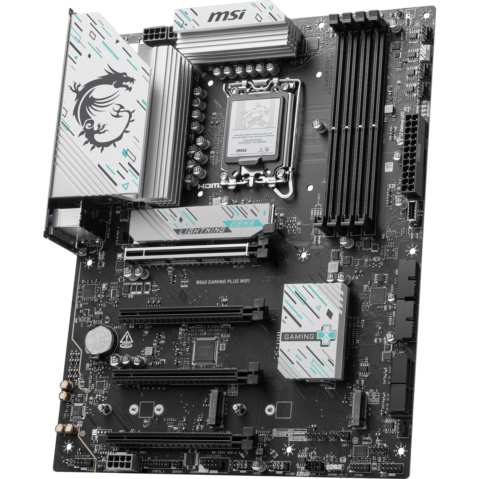 Msi b860 gaming plus wifi socket 1851 moederbord (raid, 5gb-lan, wi-fi 7, bt, sound, atx)