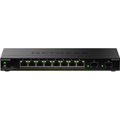 Netgear gs310tpv2 switch (black, 55w poe budget)