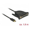 Delock usb-c 2.0 male > 1 x parallel db25 female kabel (zwart, 1,8 meter )