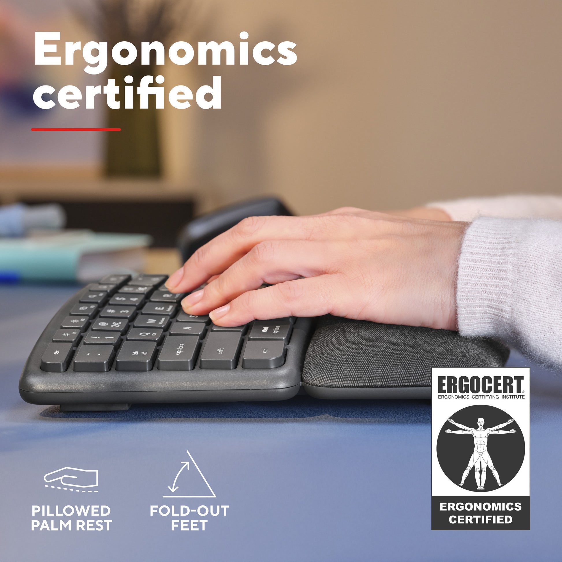 Trust Keyra wireless ergonomic keyboard (black, US layout, Bluetooth 2.4G USB)