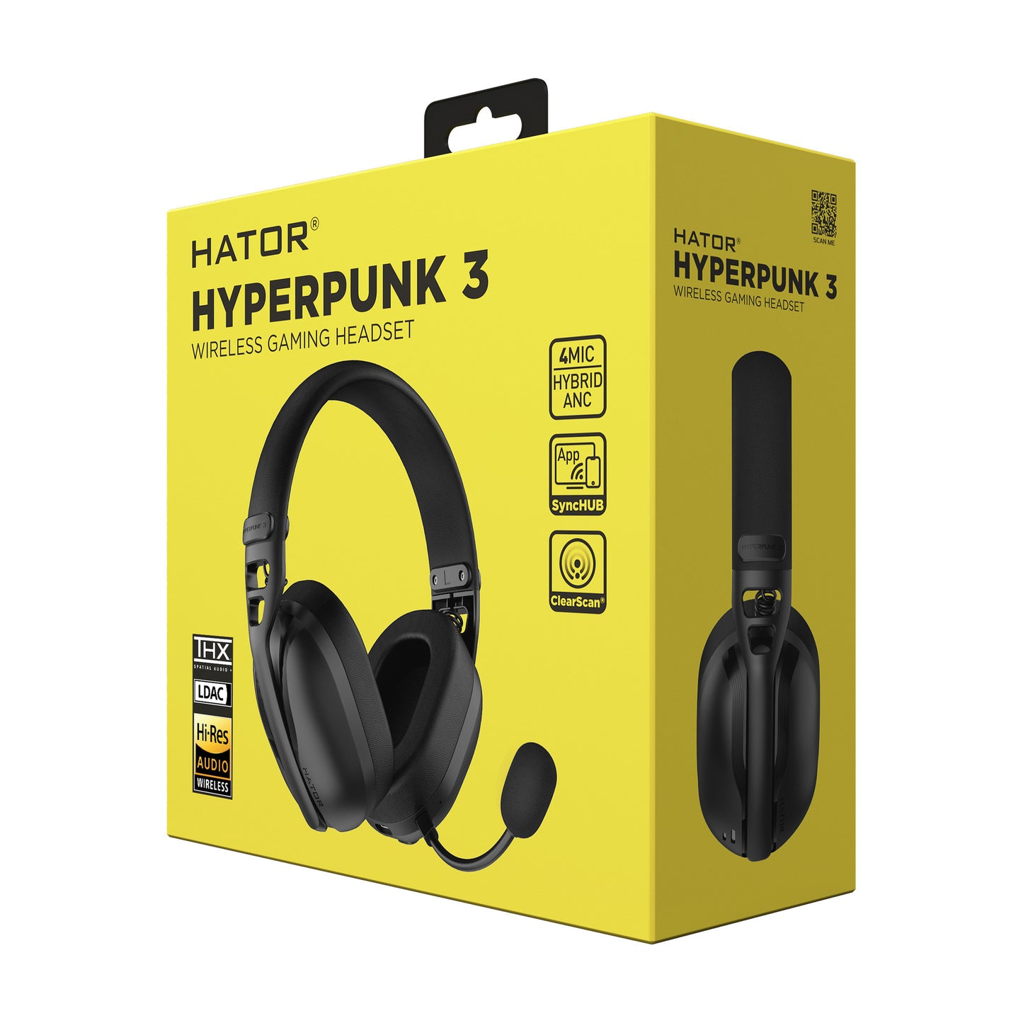 Cuffie da gioco over-ear wireless Hator Hyperpunk 3 (nere, bluetooth 5.4 USB-C da 2,4 GHz)