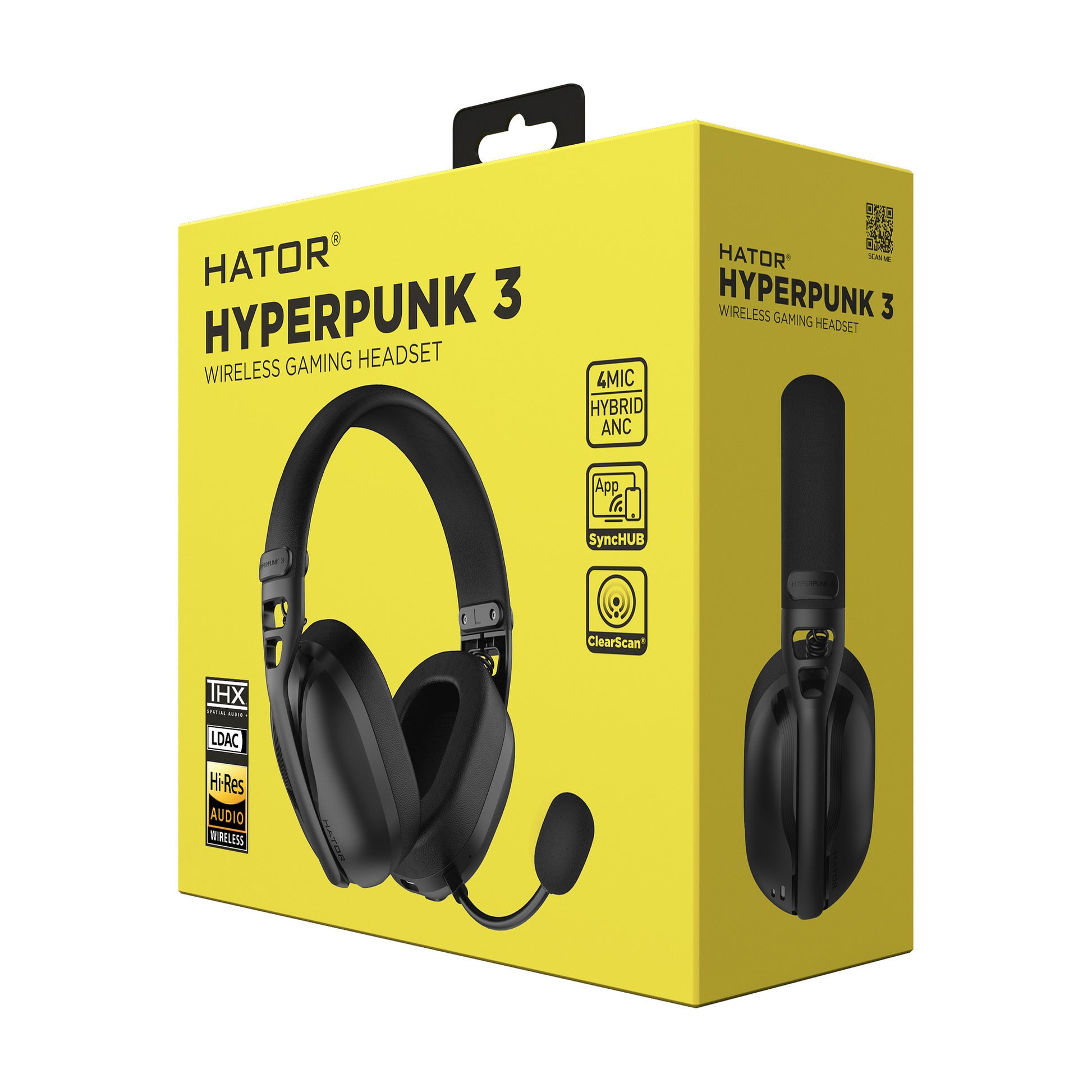 Auriculares supraaurales inalámbricos para juegos Hator hyperpunk 3 (negro, 2,4 ghz bluetooth 5,4 usb-c)