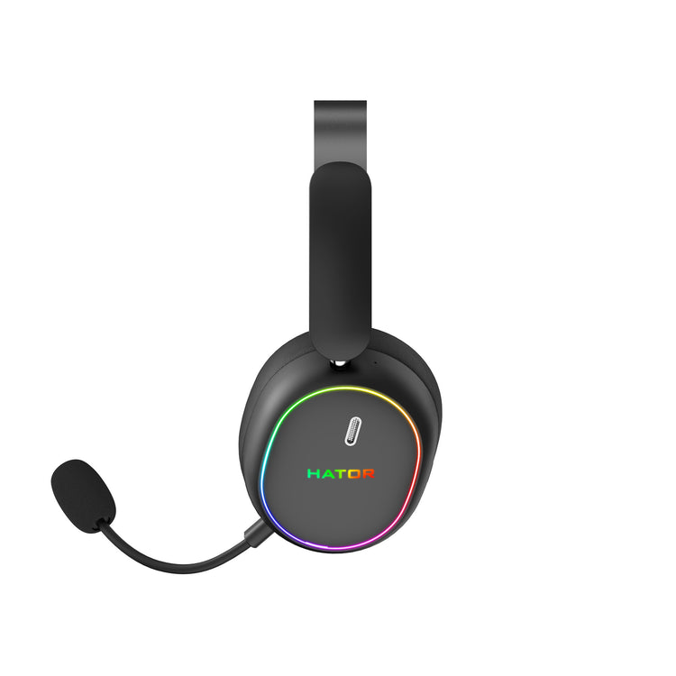 Cuffie da gioco over-ear wireless Hator Phoenix 2 (nere, RGB, Bluetooth 5.4 USB-C da 2,4 GHz)