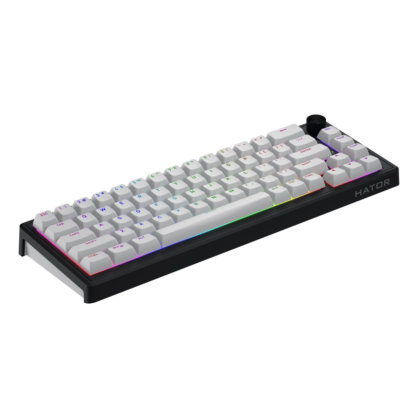 Hator skyfall wireless, tastiera da gioco (nera, layout americano, hator aurum sterling, 65%, rgb, double shot abs, hot-swap, bluetooth usb-c da 2,4 GHz)