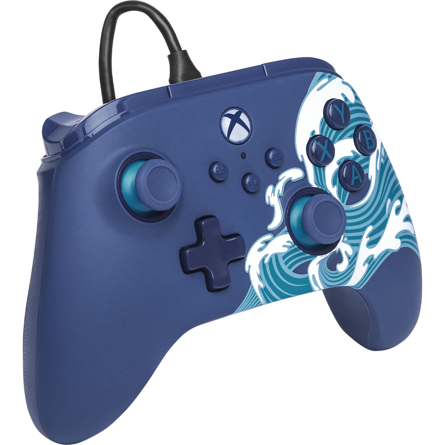 Controlador powera Advantage con cable para xbox series x|s - water wave (azul celeste, xbox series x|s, xbox one, PC)