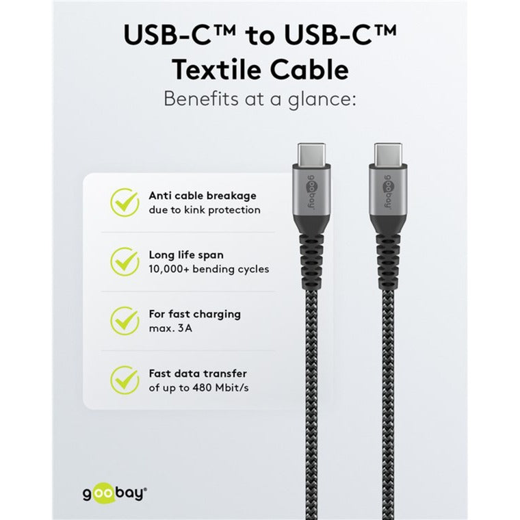 Goobay USB-C Snell Charger Nano (65 W) y Cable textil USB-C