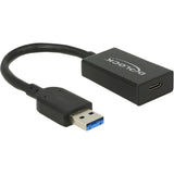 Delock converter usb-a 3.1 > usb-c adapter (zwart, 0,15 meter) - afbeelding 1