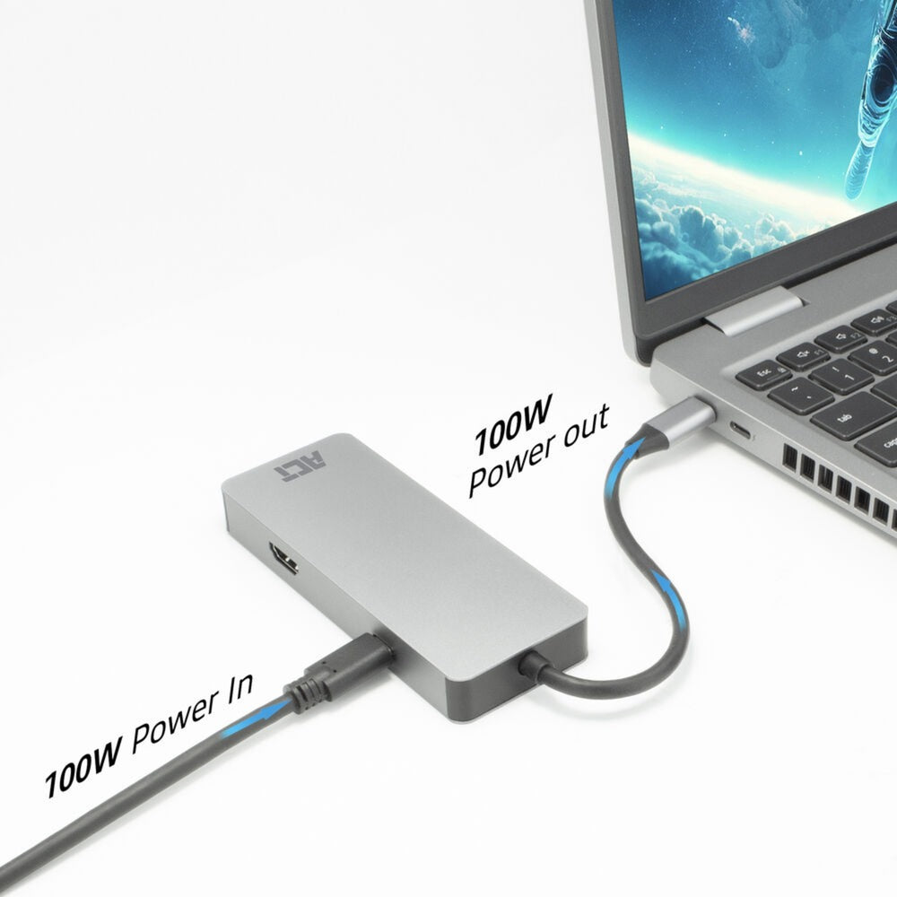 Conectividad ACT USB-C 4K Estación de acoplamiento para 1 HDMI Monitor, EthEd