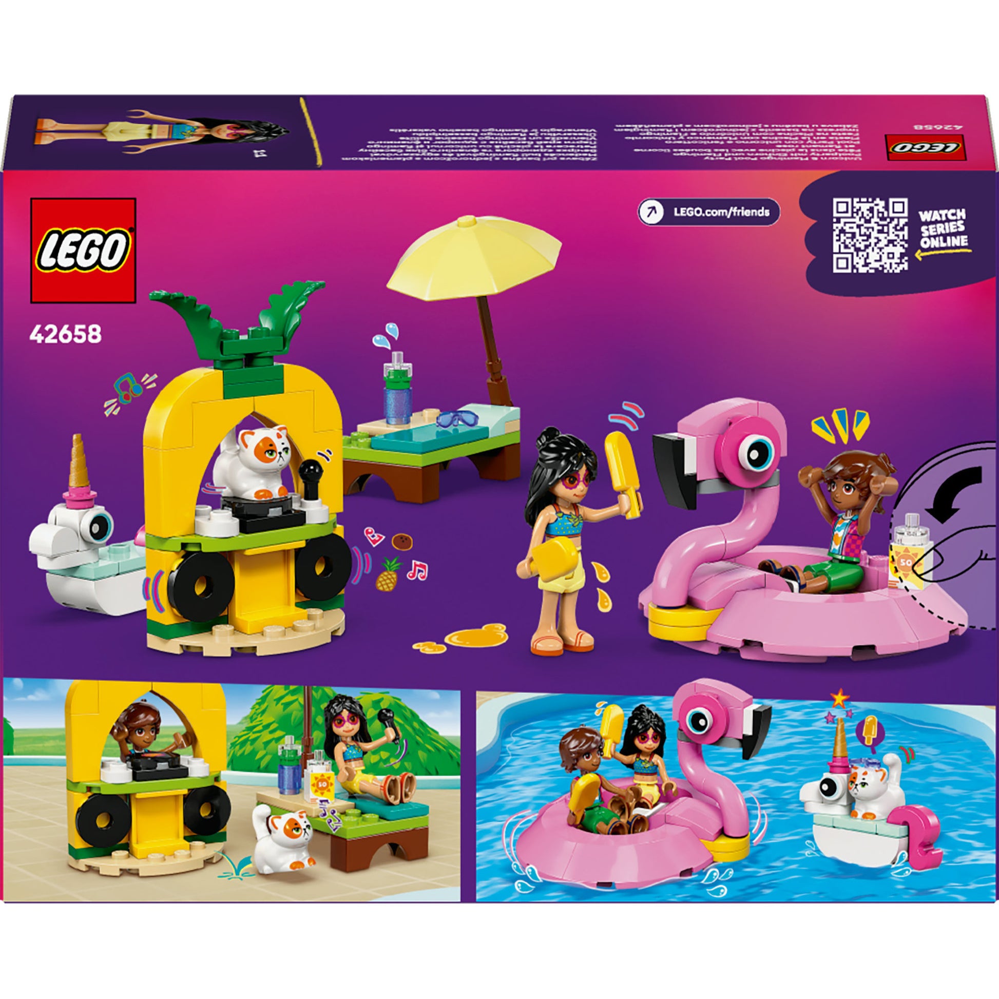 LEGO 42658 Amigos Fiesta de la piscina con flamenco y unicornio