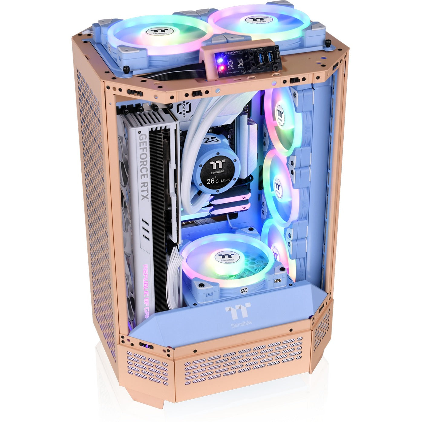 Thermaltake the tower 300 - custodia mini tower color pesca fuzz (pesca | 3x USB-A | vetro temperato)
