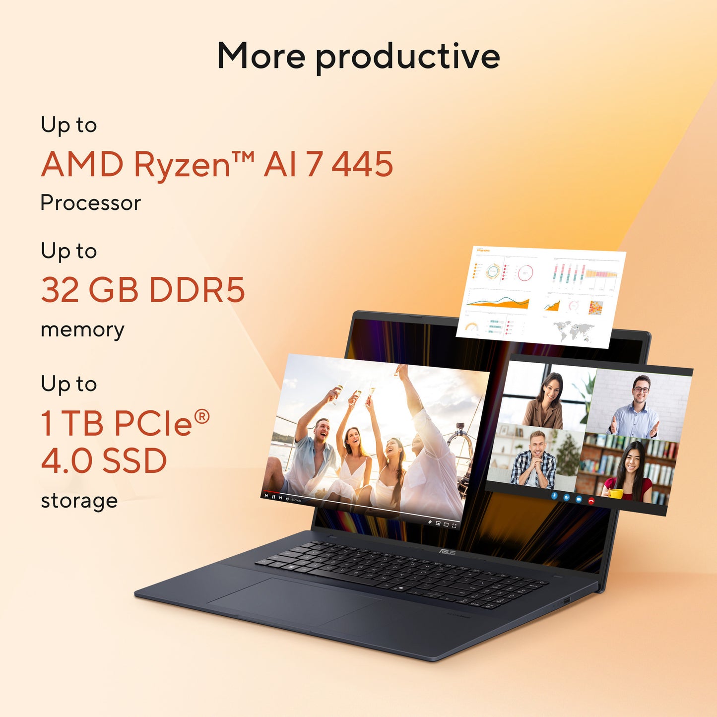 Laptop Asus vivobook 18 m1807ga-s8004w 18 (blu | ryzen 7 445 | radeon 840m | 32 GB | 1 TB SSD)