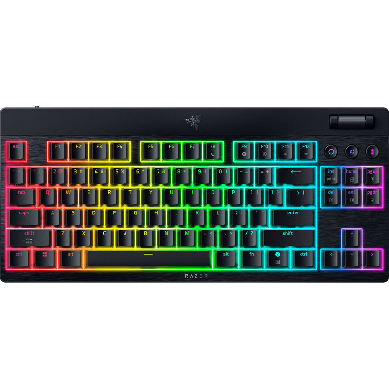 Tastiera da gioco meccanica Razer blackwidow v4 rgb a basso profilo (nera, layout americano (qwerty), gialla a basso profilo, 80% (tkl))