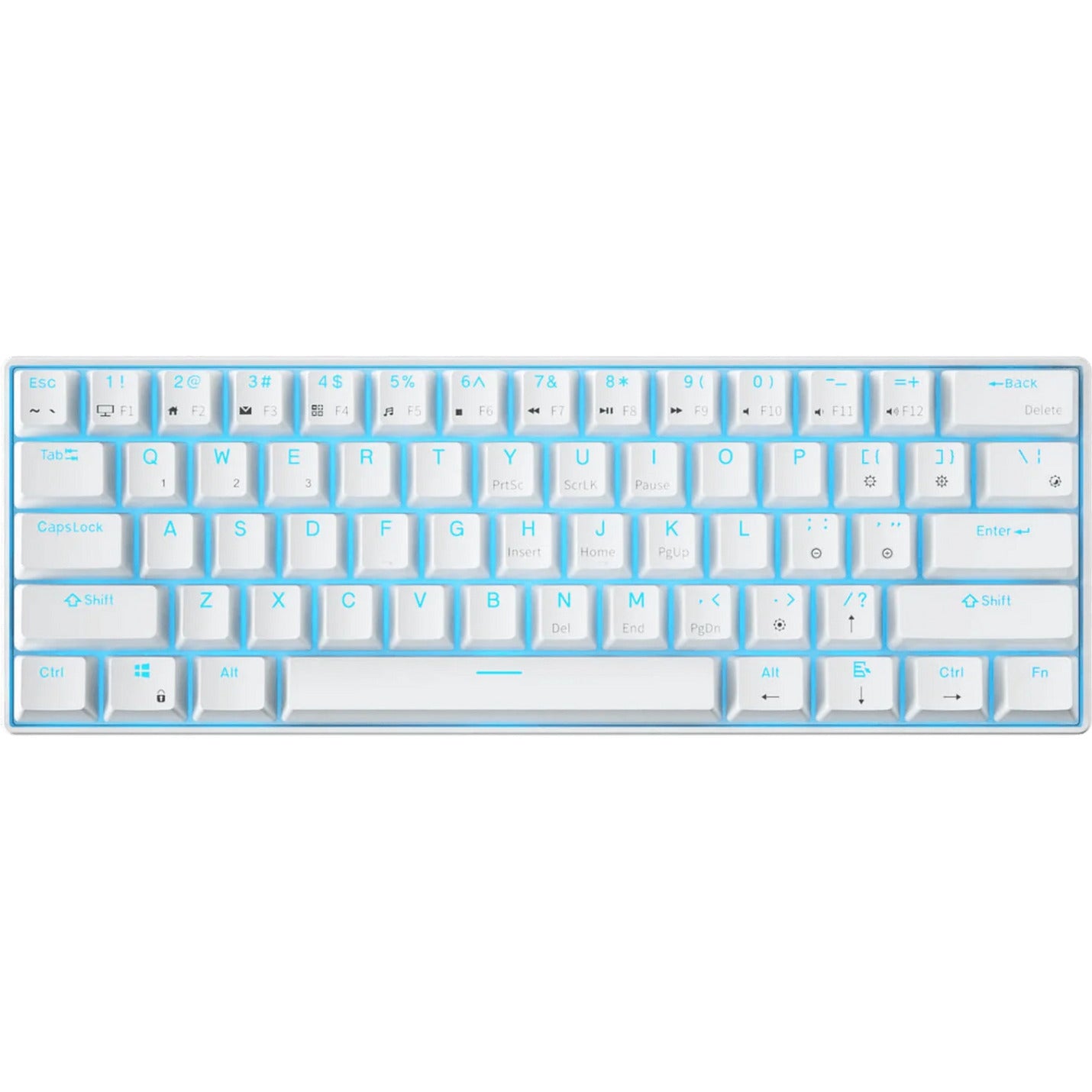 Royal Kludge RK61 teclado mecánico inalámbrico, teclado para juegos (blanco, diseño EE. UU., interruptor marrón, 60%, RGB, intercambio en caliente, 2,4 GHz USB-C Bluetooth)