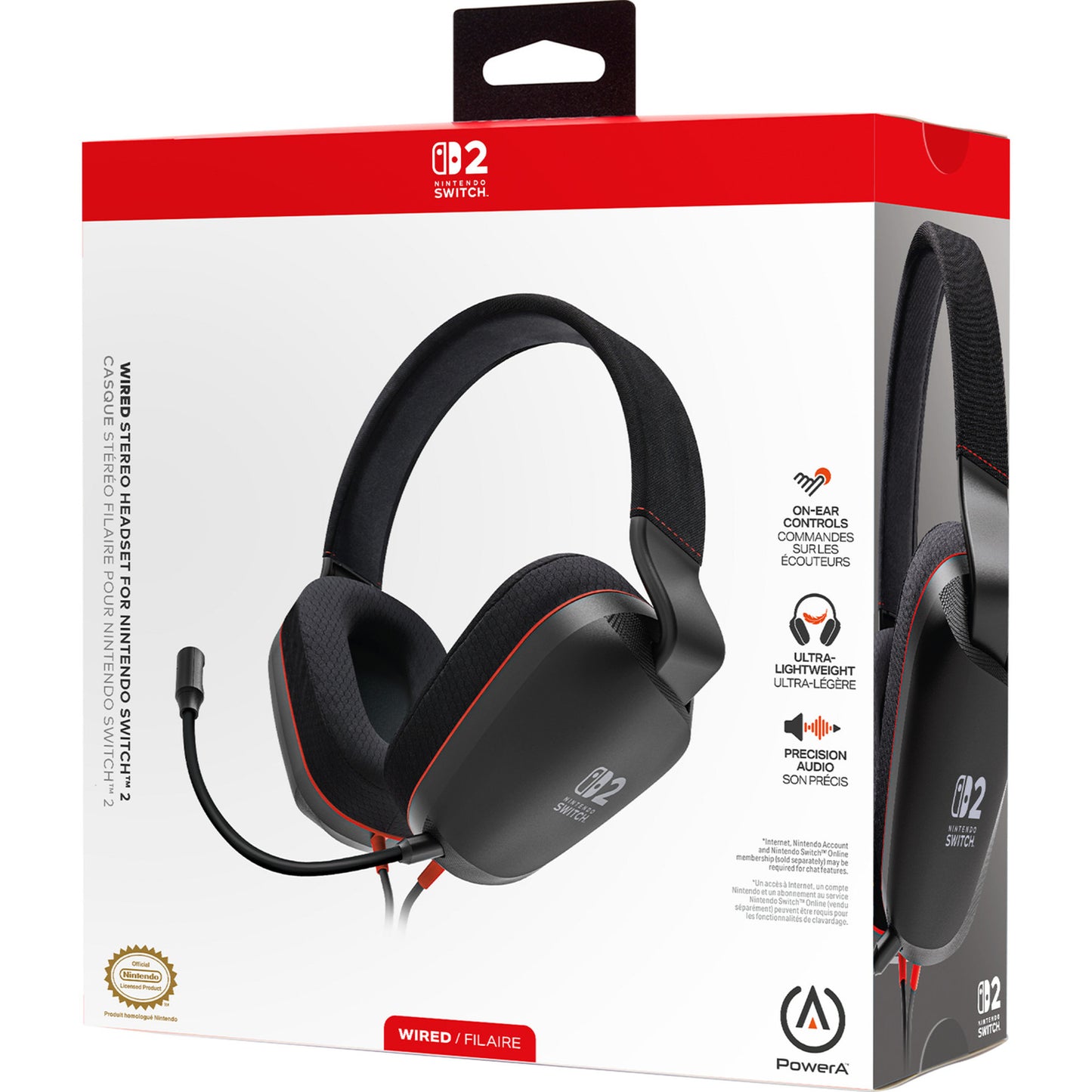 Powera wired stereo headset for Nintendo Switch 2 over-ear gaming headset (black red, Nintendo Switch 2, Nintendo Switch – OLED model, Nintendo Switch, Nintendo Switch Lite)