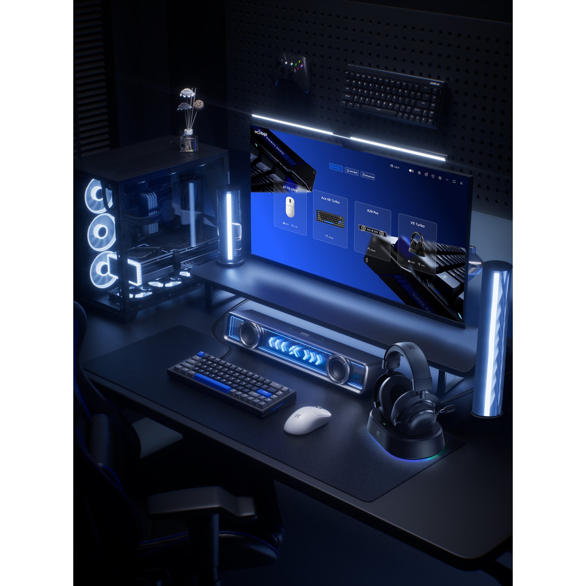 Mchose v9 turbo+ cuffie da gioco over-ear wireless magnetiche (bianco argento, nintendo switch, playstation 4, playstation 5, cellulare, pc, usb bluetooth 2.4g)