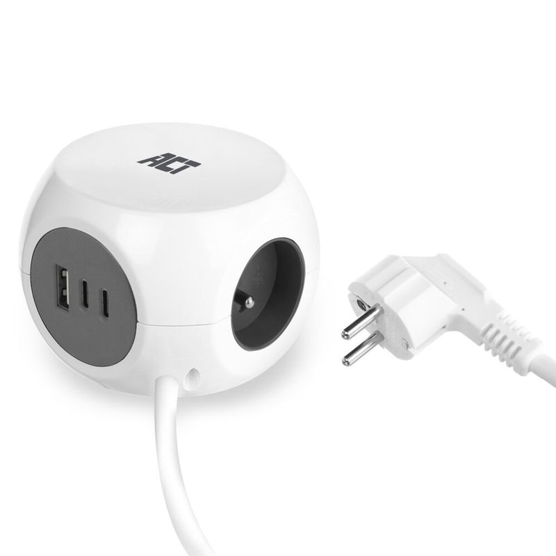 ACT Connectivity Socket Kubus con 3 enchufes, 30W D