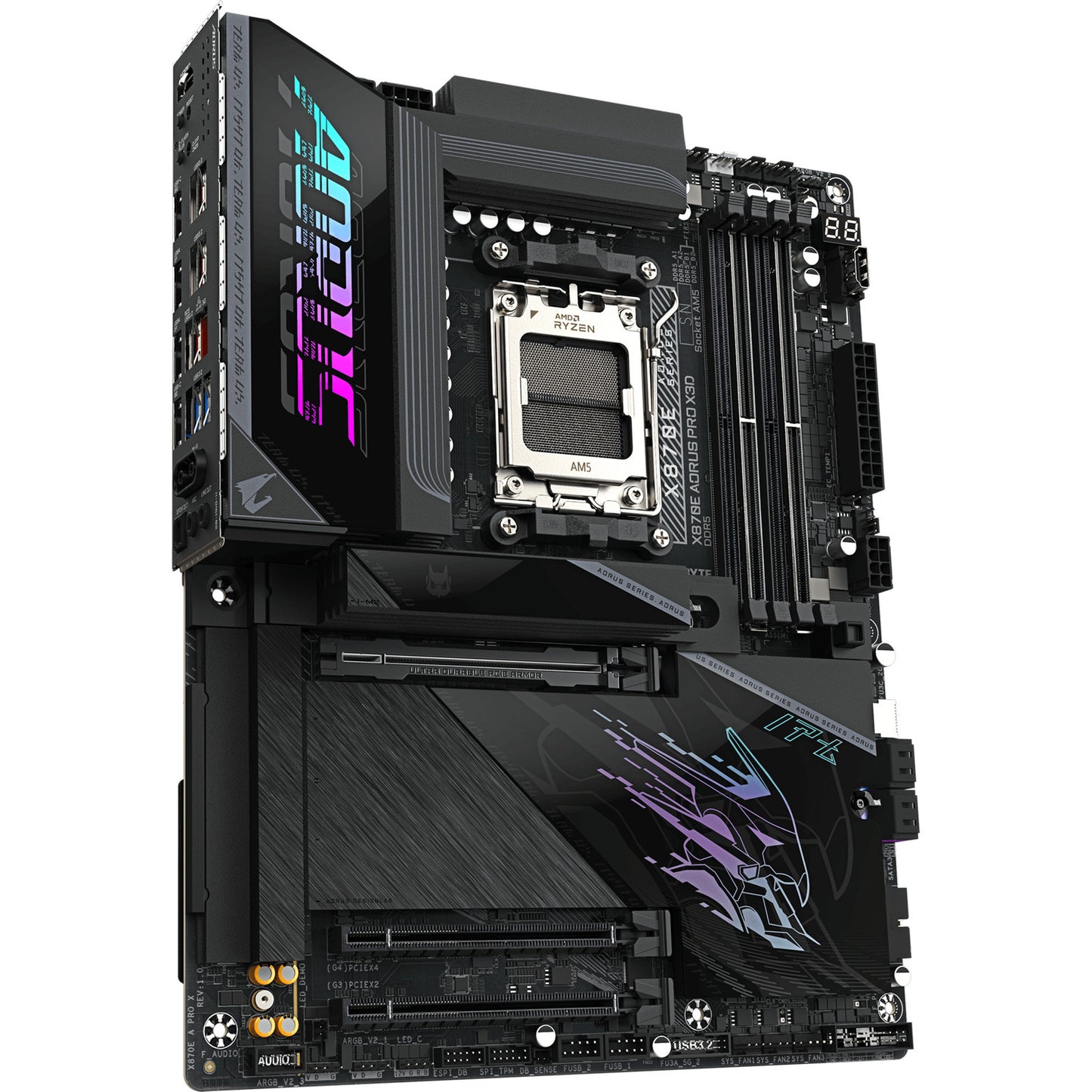 Scheda madre Gigabyte x870e aorus pro x3d socket am5 (nera, raid, 5GB-lan, wi-fi 7, BT, audio, atx)