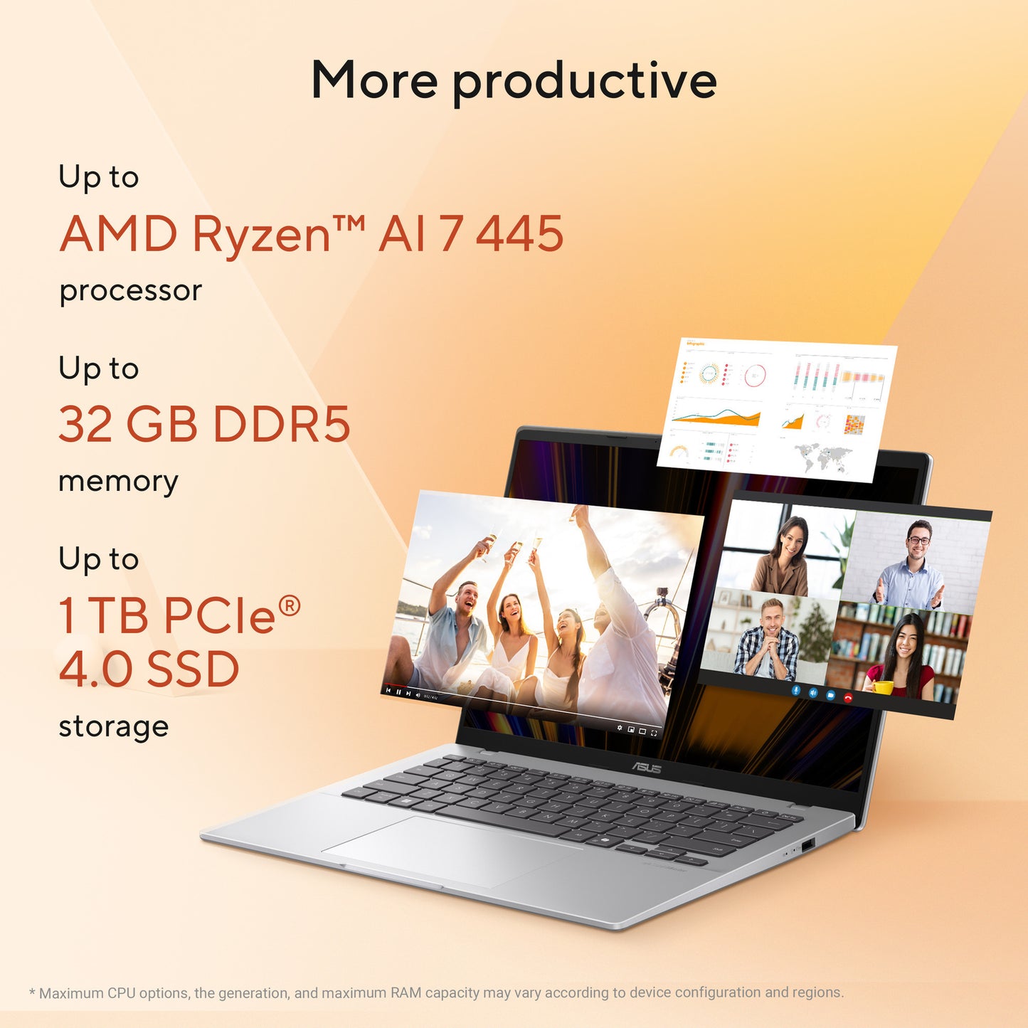 Asus vivobook 14 m1407ga-ly012w 14 copilot+ laptop (argento | ryzen 7 445 | radeon 840m | 16 GB | 512 GD SSD)